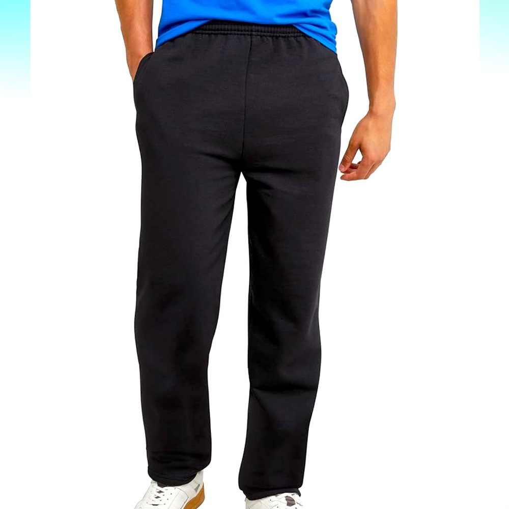 3 Fruit of the Loom Sweat Pants - size small - navy, black, and black heather.